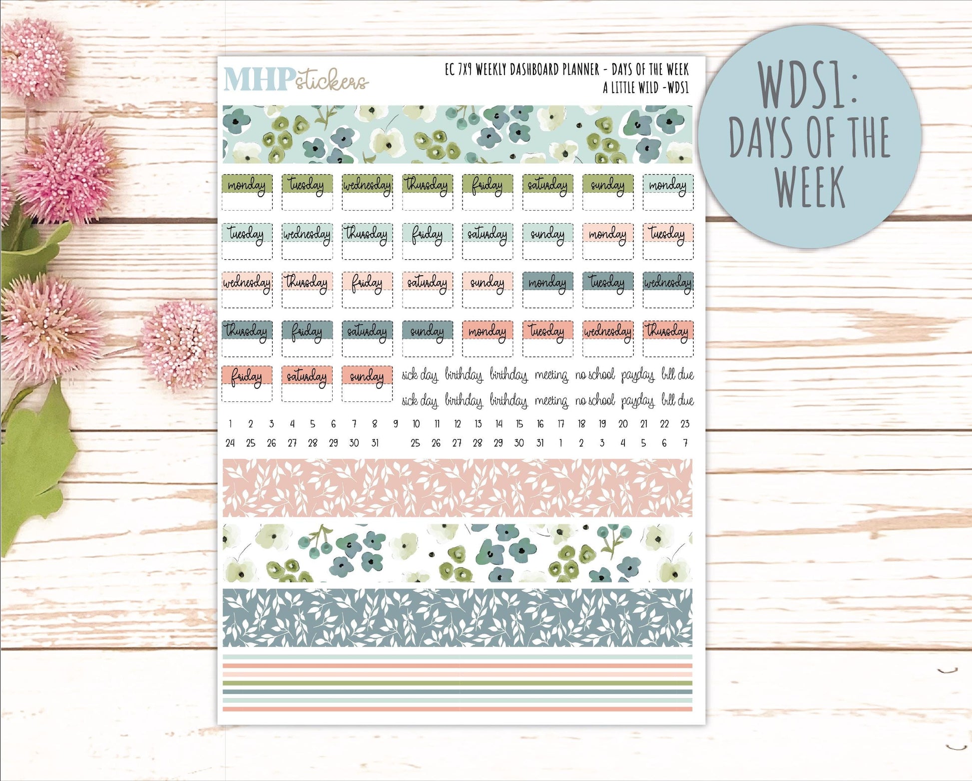 MAY Weekly Dashboard Kit for 7x9 Erin Condren Planners. 2026 Collection "A Little Wild" || ECWDS