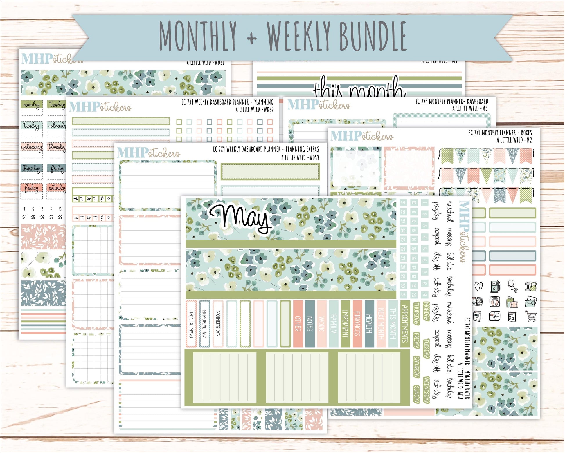 MAY Weekly Dashboard Kit for 7x9 Erin Condren Planners. 2026 Collection "A Little Wild" || ECWDS