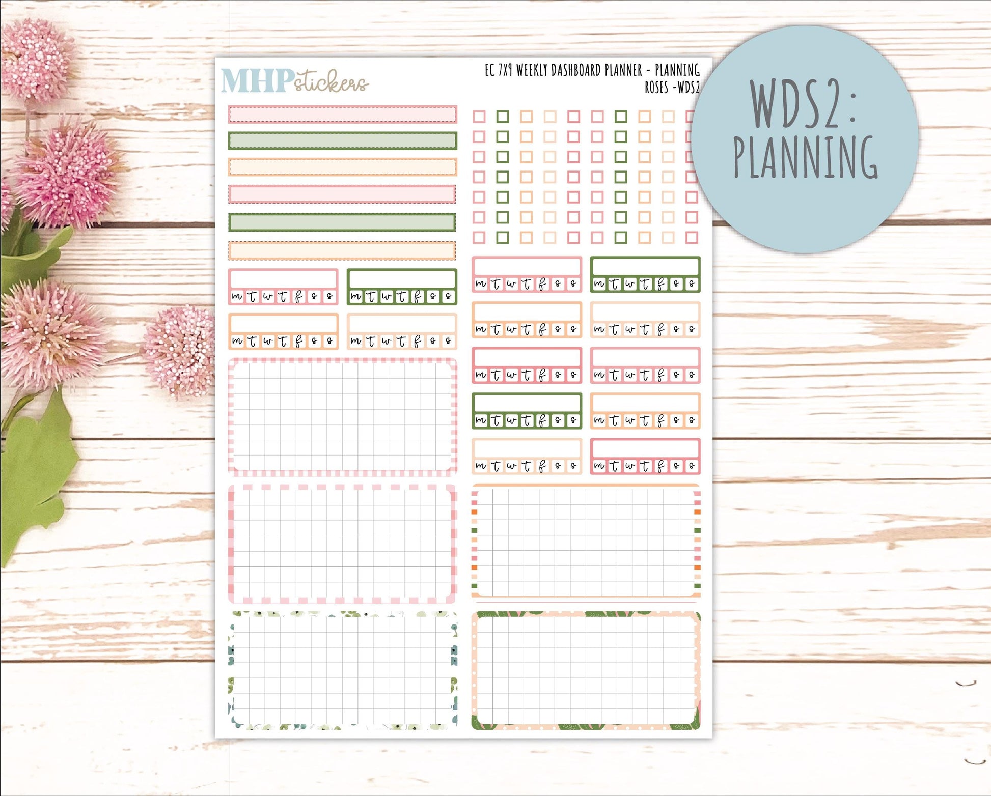 MAY Weekly Dashboard Kit for 7x9 Erin Condren Planners. 2026 Collection "Roses" || ECWDS