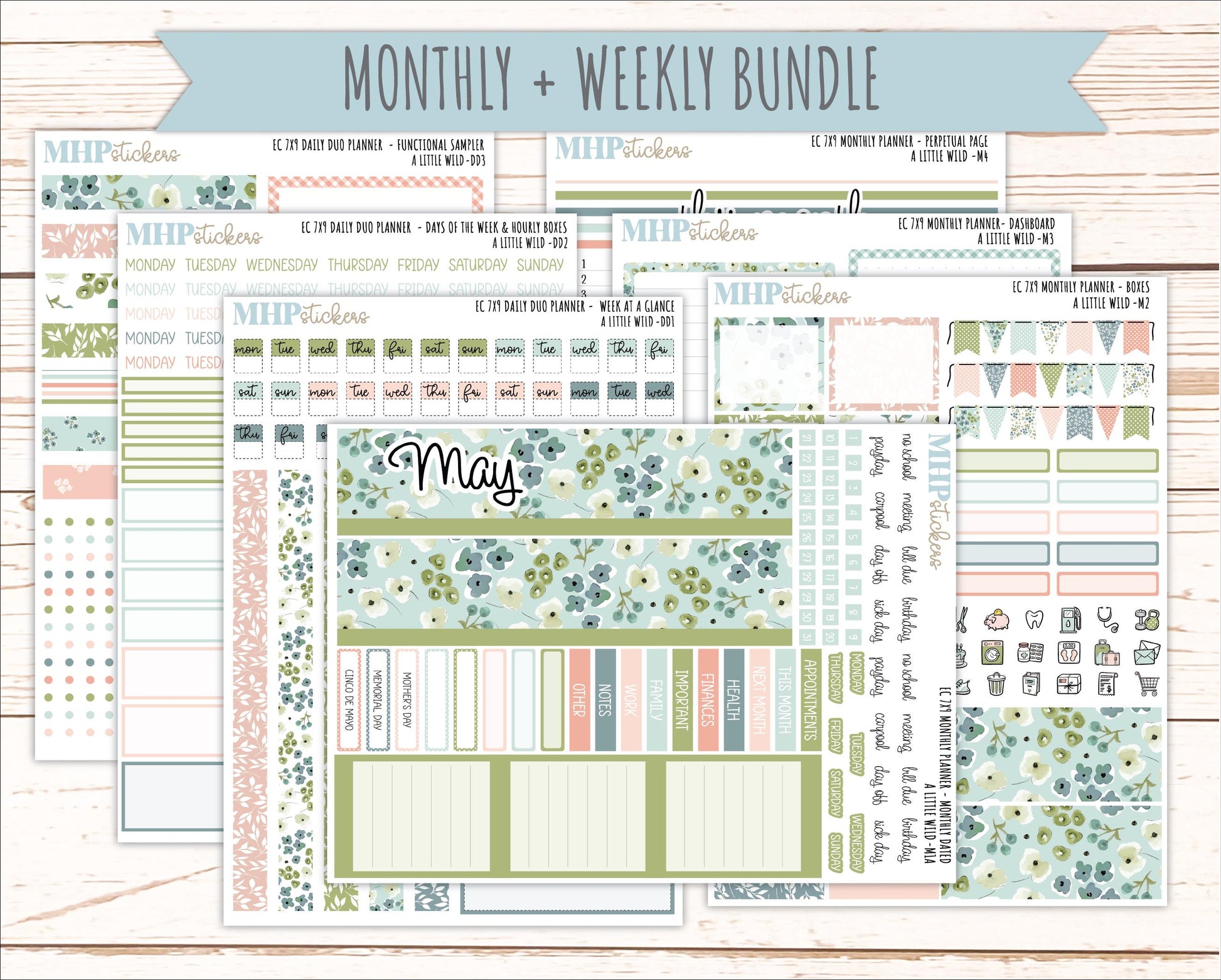 MAY Daily Duo Sticker Kit for 7x9 Erin Condren Planners. 2026 Collection "A Little Wild" || ECDD