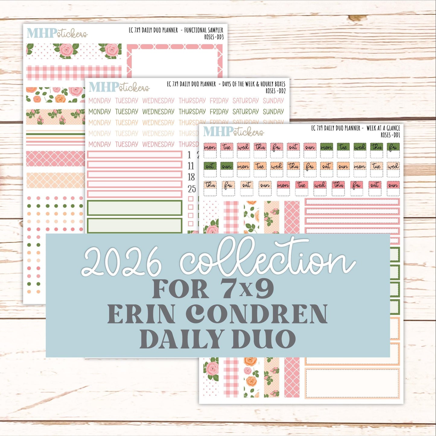 MAY Daily Duo Sticker Kit for 7x9 Erin Condren Planners. 2026 Collection "Roses" || ECDD