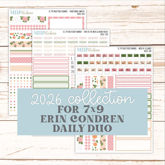 MAY Daily Duo Sticker Kit for 7x9 Erin Condren Planners. 2026 Collection "Roses" || ECDD