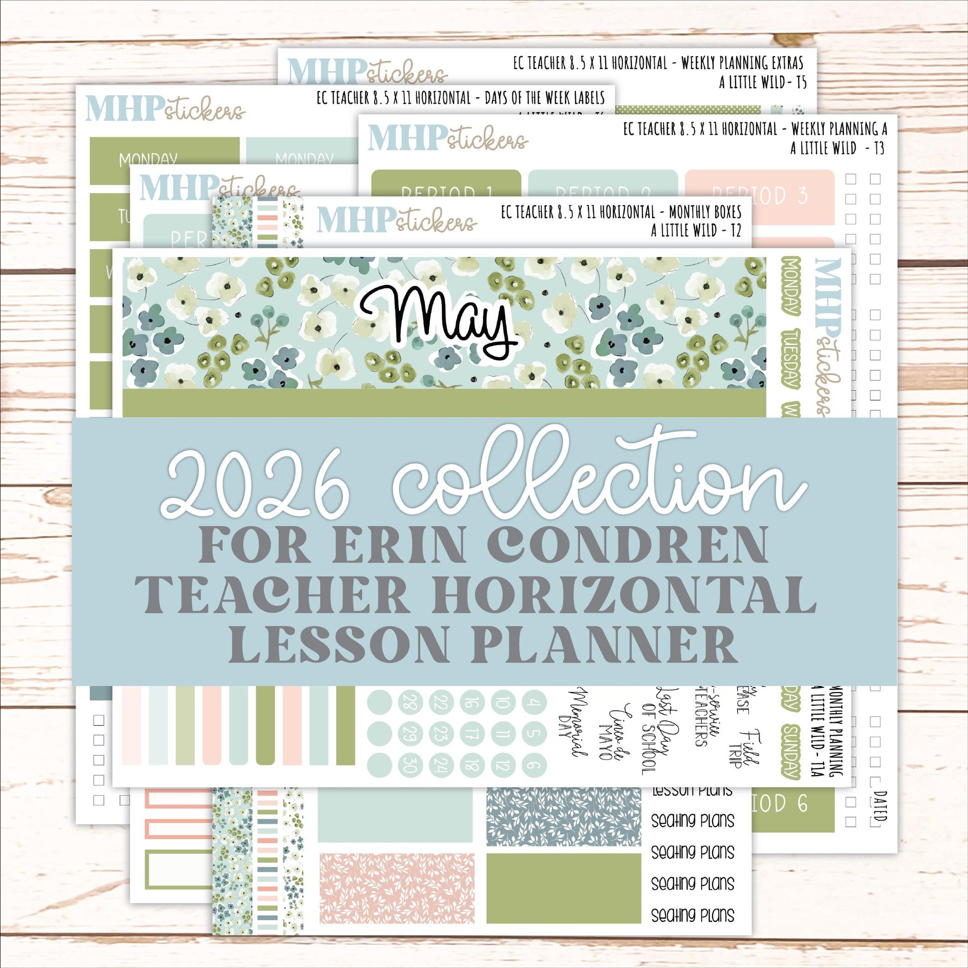 MAY Stickers for EC Teacher Lesson Planner - Horizontal Layout. 2026 Collection "A Little Wild" || ECTH