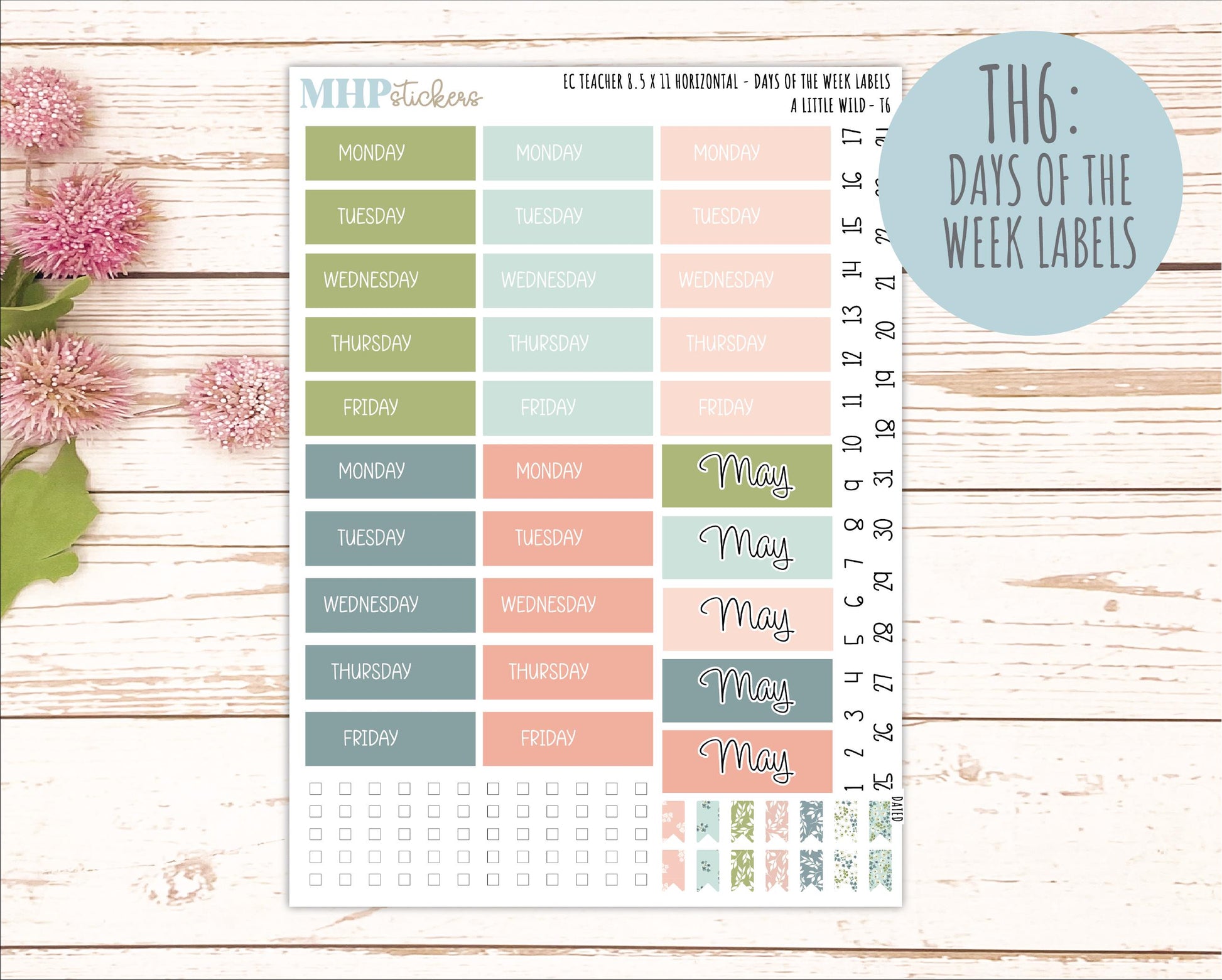 MAY Stickers for EC Teacher Lesson Planner - Horizontal Layout. 2026 Collection "A Little Wild" || ECTH