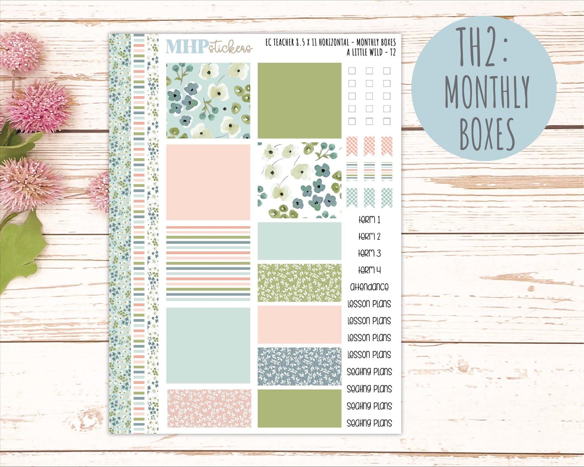 MAY Stickers for EC Teacher Lesson Planner - Horizontal Layout. 2026 Collection "A Little Wild" || ECTH