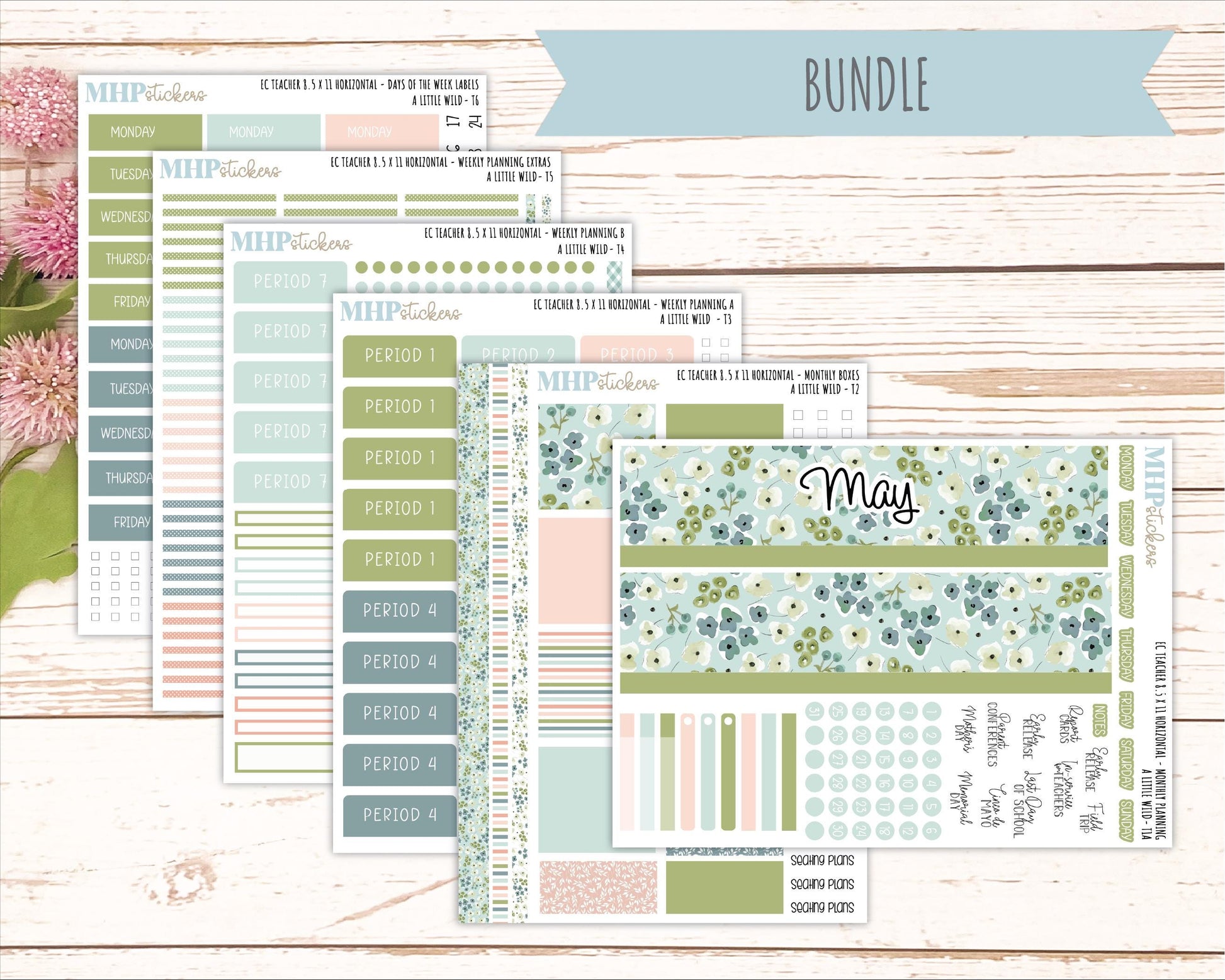 MAY Stickers for EC Teacher Lesson Planner - Horizontal Layout. 2026 Collection "A Little Wild" || ECTH