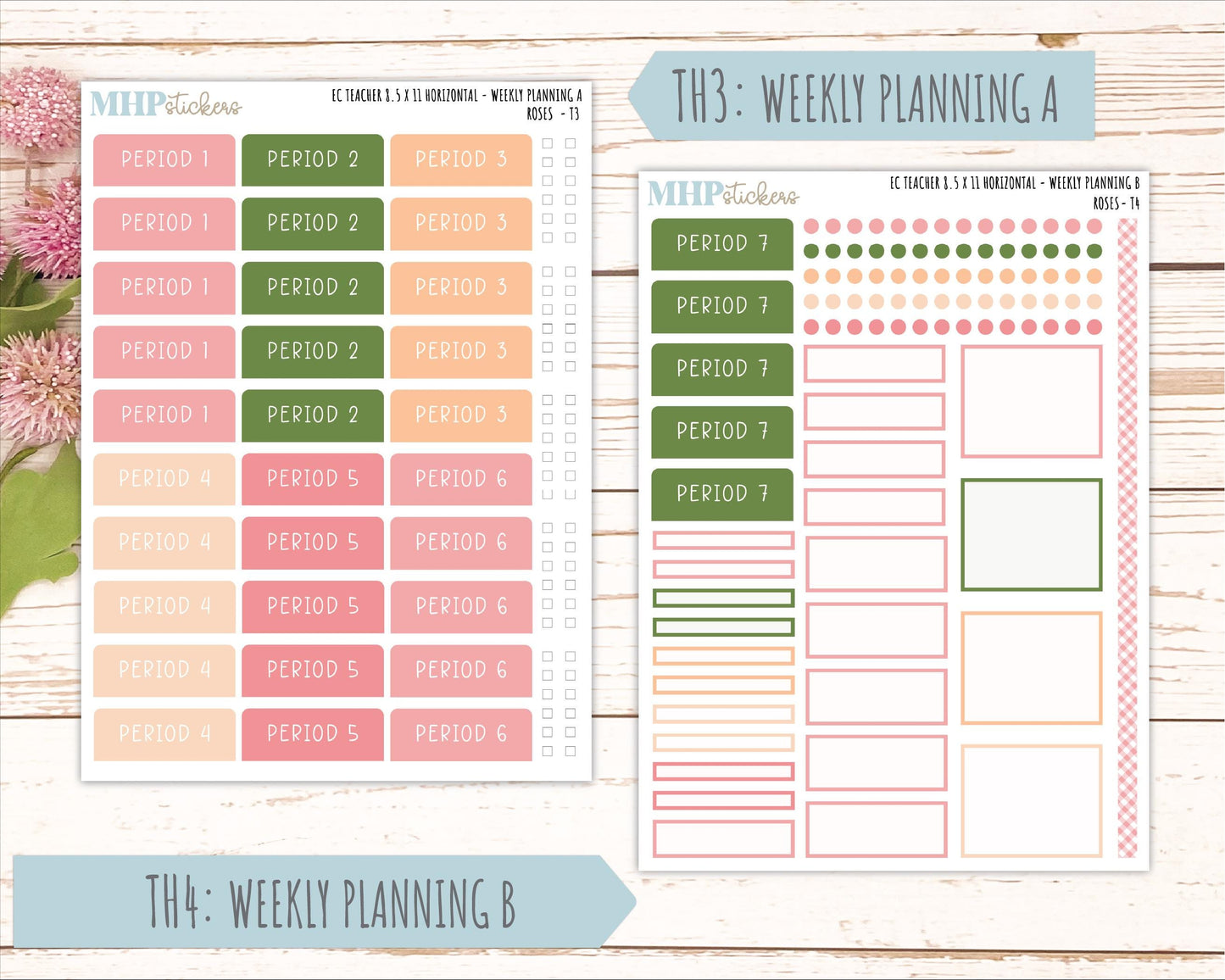 MAY Stickers for EC Teacher Lesson Planner - Horizontal Layout. 2026 Collection "Roses" || ECTH