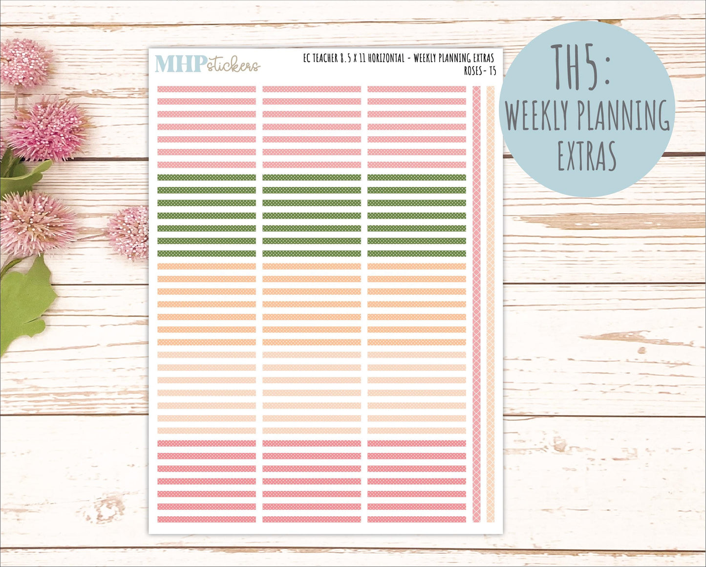 MAY Stickers for EC Teacher Lesson Planner - Horizontal Layout. 2026 Collection "Roses" || ECTH