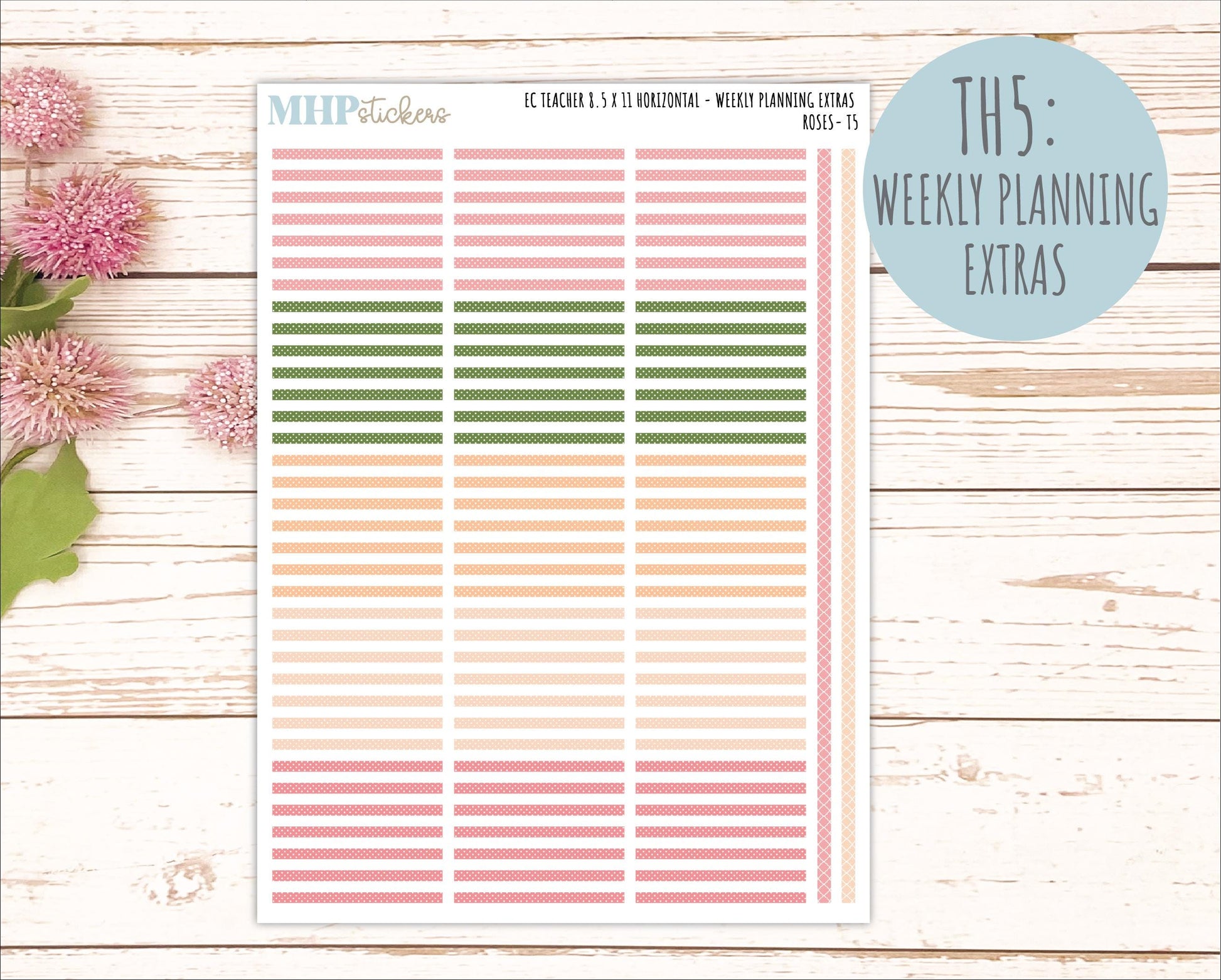 MAY Stickers for EC Teacher Lesson Planner - Horizontal Layout. 2026 Collection "Roses" || ECTH