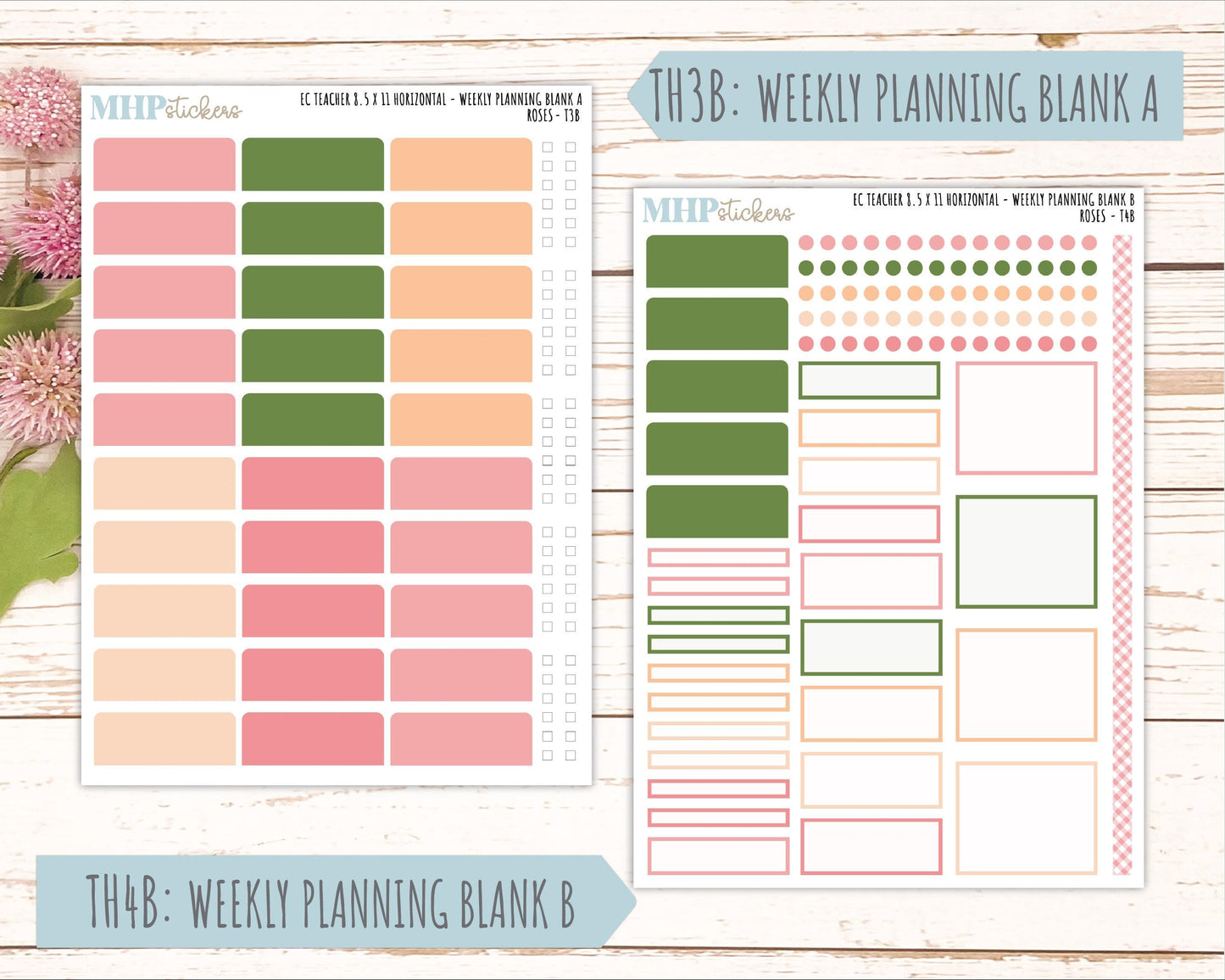 MAY Stickers for EC Teacher Lesson Planner - Horizontal Layout. 2026 Collection "Roses" || ECTH