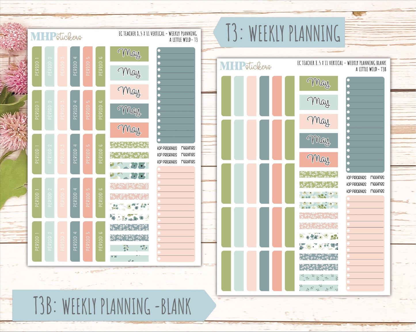 MAY Stickers for EC Teacher Lesson Planner - Vertical Layout. 2026 Collection "A Little Wild" || ECTV