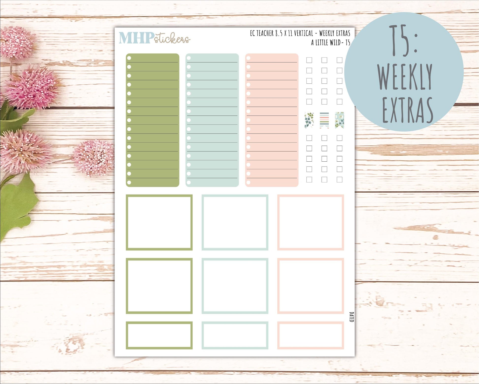 MAY Stickers for EC Teacher Lesson Planner - Vertical Layout. 2026 Collection "A Little Wild" || ECTV
