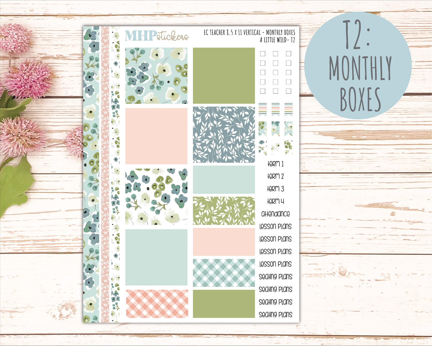 MAY Stickers for EC Teacher Lesson Planner - Vertical Layout. 2026 Collection "A Little Wild" || ECTV