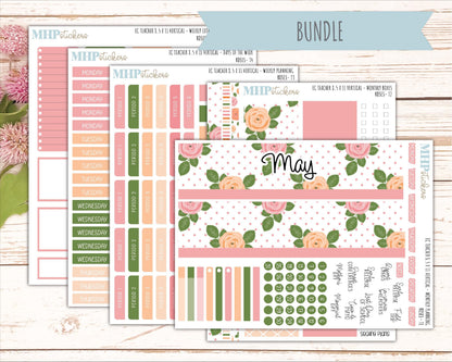 MAY Stickers for EC Teacher Lesson Planner - Vertical Layout. 2026 Collection "Roses" || ECTV