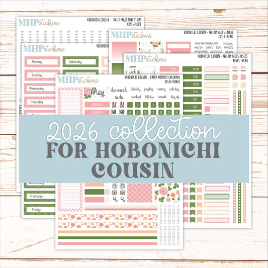 MAY 2026 Stickers for Hobonichi Cousin. A5 Planners "Roses" || HC