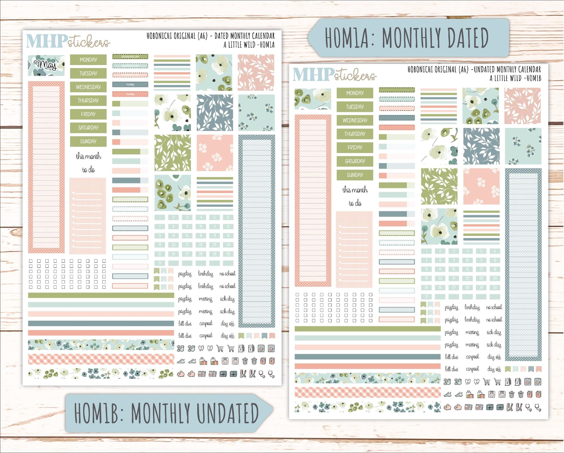 MAY 2026 Stickers for Hobonichi Techo Original. A6 Planners "A Little Wild" || HO
