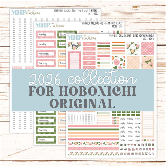 MAY 2026 Stickers for Hobonichi Techo Original. A6 Planners "Roses" || HO