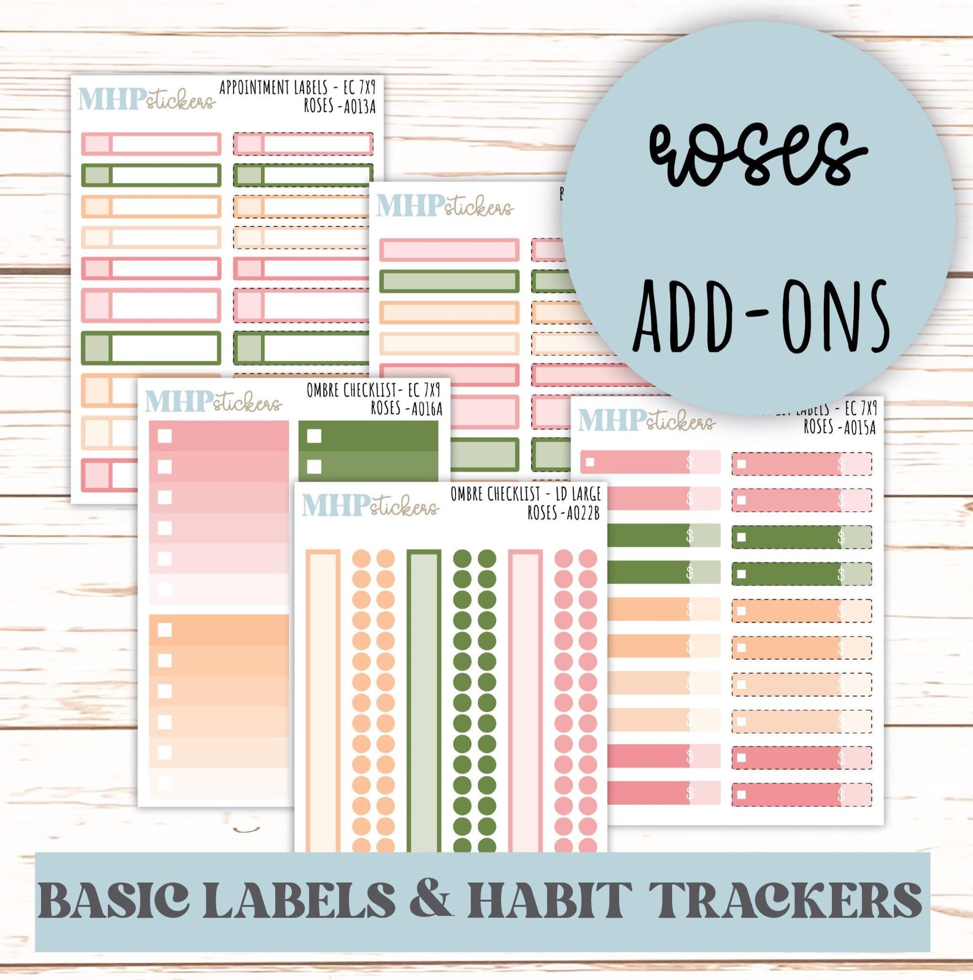 Basic Labels & Habit Trackers. ADD-Ons for Monthly Kits "A Little Wild" || AOBL