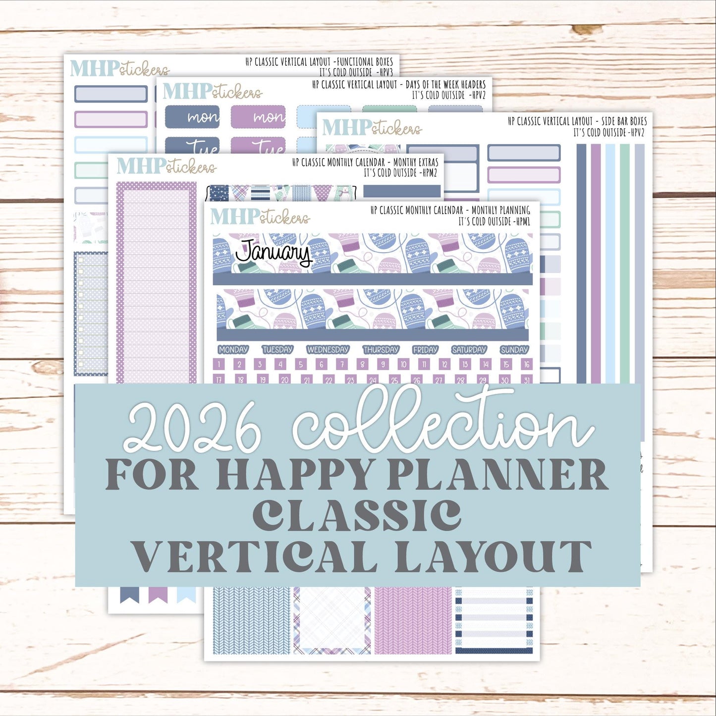 JANUARY Stickers for Happy Planner Classic Vertical Layout. 2026 Collection. "I's Cold Outside" || HPV