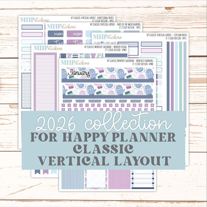 JANUARY Stickers for Happy Planner Classic Vertical Layout. 2026 Collection. "I's Cold Outside" || HPV