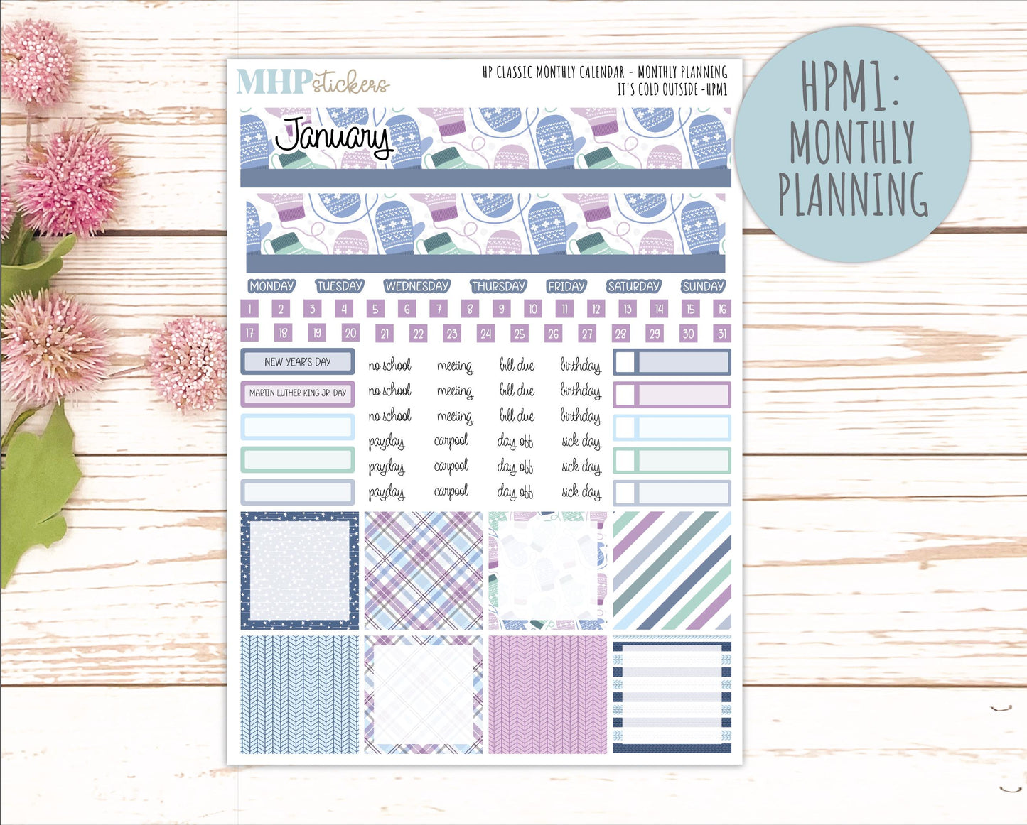 JANUARY Stickers for Happy Planner Classic Vertical Layout. 2026 Collection. "I's Cold Outside" || HPV