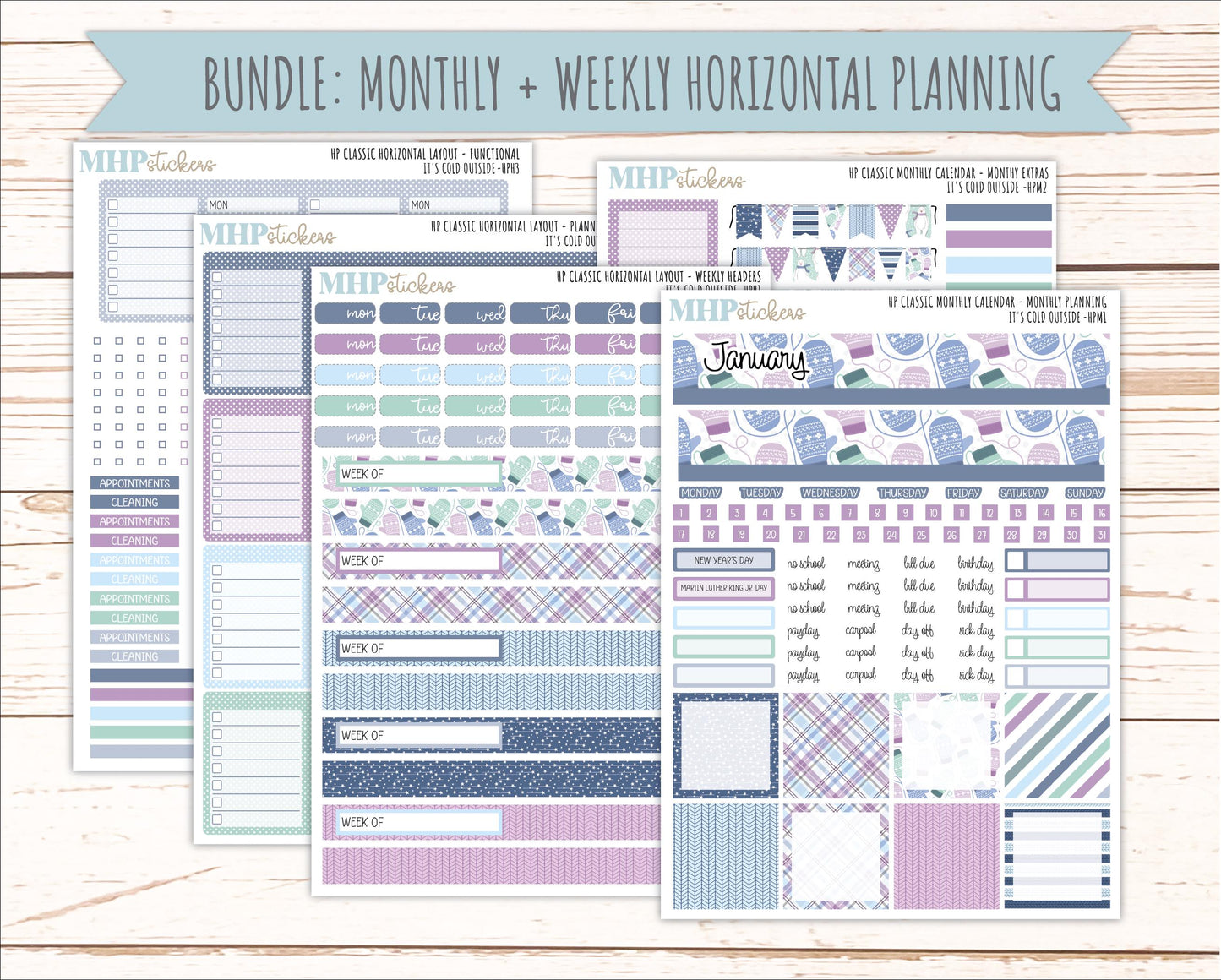 JANUARY Stickers for Happy Planner Classic Horizontal Layout. 2026 Collection. "I's Cold Outside" || HPH