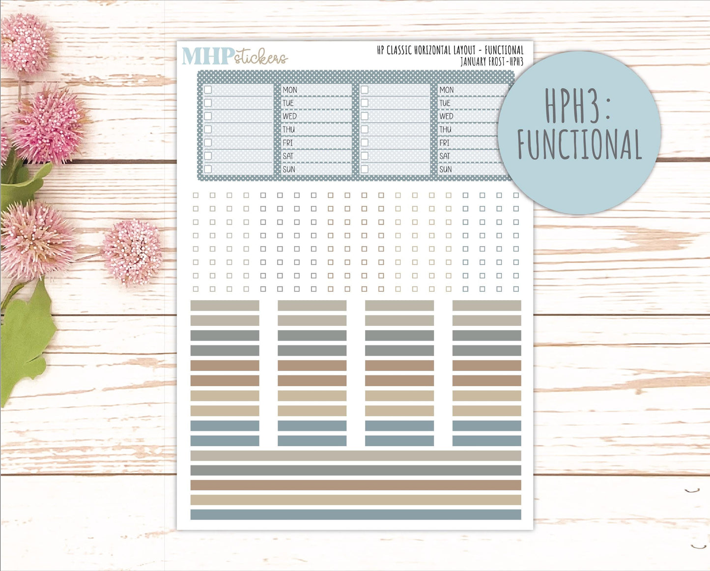 JANUARY Stickers for Happy Planner Classic Horizontal Layout. 2026 Collection. "January Frost" || HPH