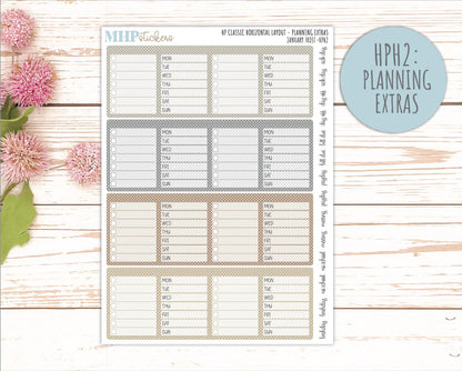 JANUARY Stickers for Happy Planner Classic Horizontal Layout. 2026 Collection. "January Frost" || HPH