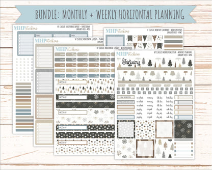 JANUARY Stickers for Happy Planner Classic Horizontal Layout. 2026 Collection. "January Frost" || HPH