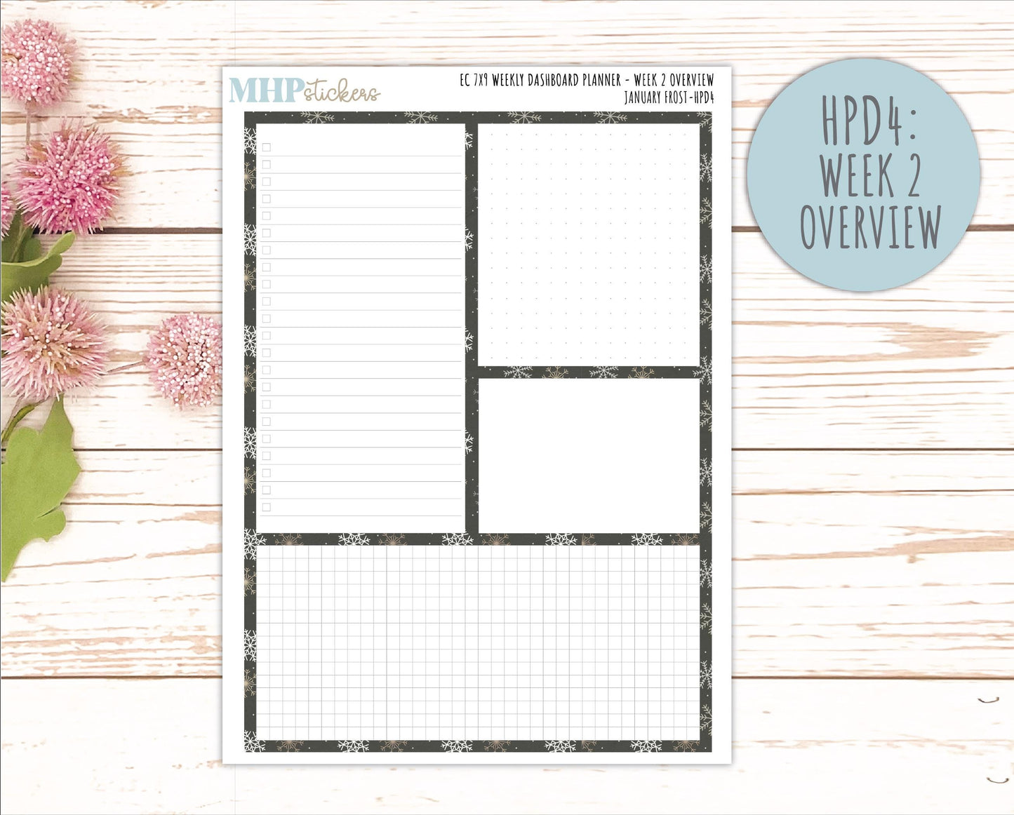 JANUARY Stickers for Happy Planner Classic Dashboard Layout. 2026 Collection. "January Frost" || HPDS