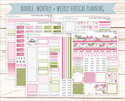 FEBRUARY Stickers for Happy Planner Classic Vertical Layout. 2026 Collection. "Fly" || HPV