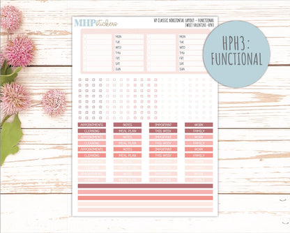 FEBRUARY Stickers for Happy Planner Classic Horizontal Layout. 2026 Collection. "Sweet Valentine" || HPH