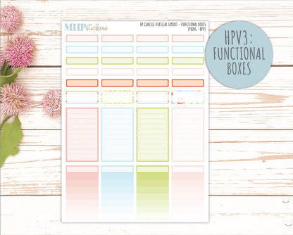 MARCH Stickers for Happy Planner Classic Vertical Layout. 2026 Collection. "Spring" || HPV