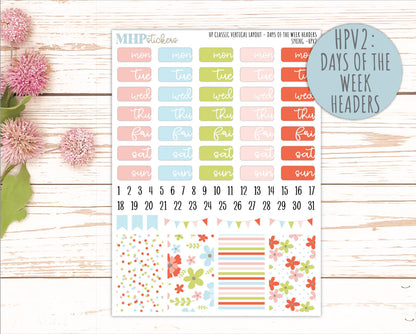 MARCH Stickers for Happy Planner Classic Vertical Layout. 2026 Collection. "Spring" || HPV