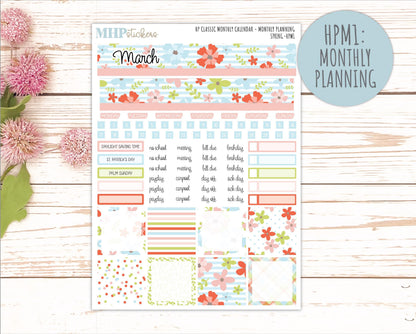 MARCH Stickers for Happy Planner Classic Horizontal Layout. 2026 Collection. "Spring" || HPH