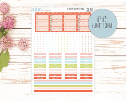 MARCH Stickers for Happy Planner Classic Horizontal Layout. 2026 Collection. "Spring" || HPH