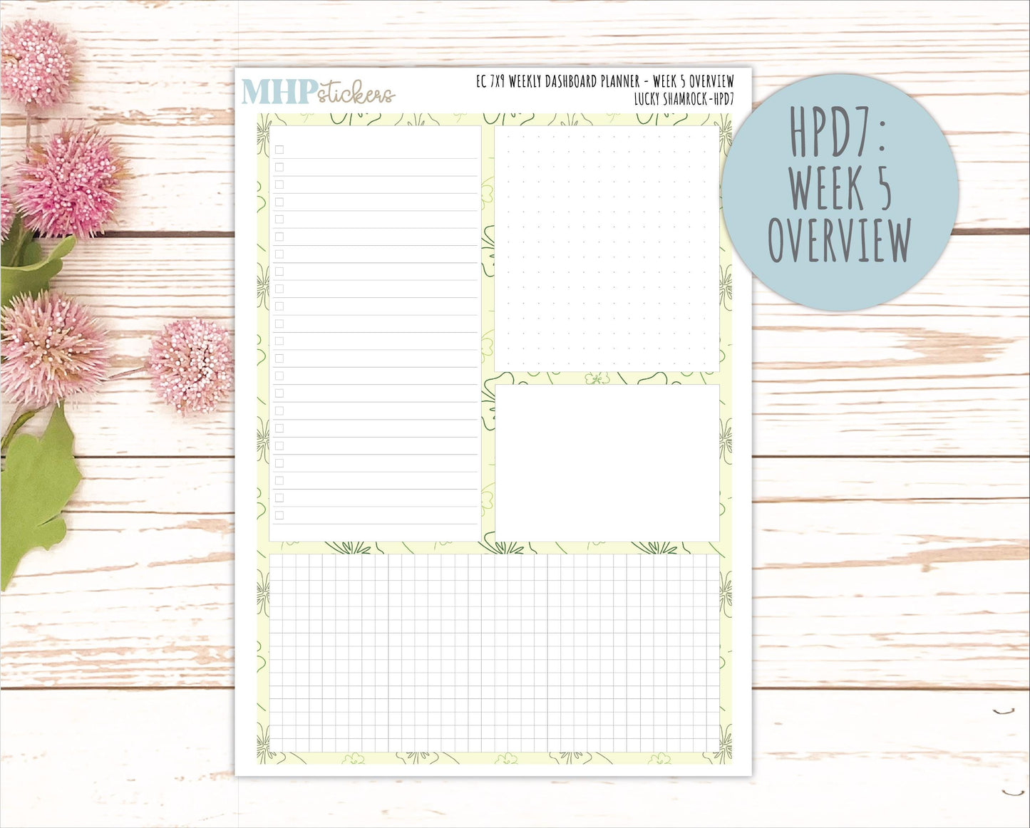MARCH Stickers for Happy Planner Classic Dashboard Layout. 2026 Collection. "Lucky Shamrock" || HPD