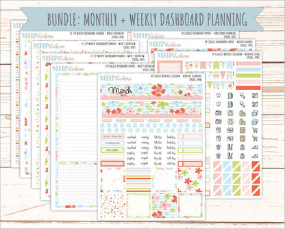 MARCH Stickers for Happy Planner Classic Dashboard Layout. 2026 Collection. "Spring" || HPD