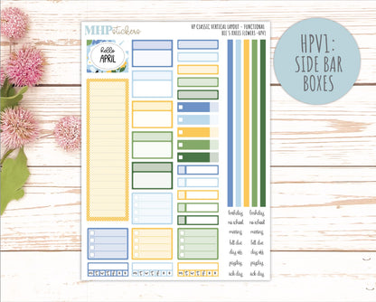 APRIL Stickers for Happy Planner Classic Vertical Layout. 2026 Collection. "Bee's Knees Flowers" || HPV
