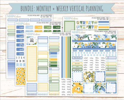 APRIL Stickers for Happy Planner Classic Vertical Layout. 2026 Collection. "Bee's Knees Flowers" || HPV