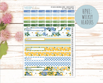 APRIL Stickers for Happy Planner Classic Horizontal Layout. 2026 Collection. "Bee's Knees Flowers" || HPH