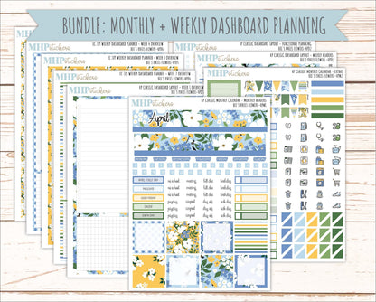APRIL Stickers for Happy Planner Classic Dashboard Layout. 2026 Collection. "Bee's Knees Flowers" || HPD