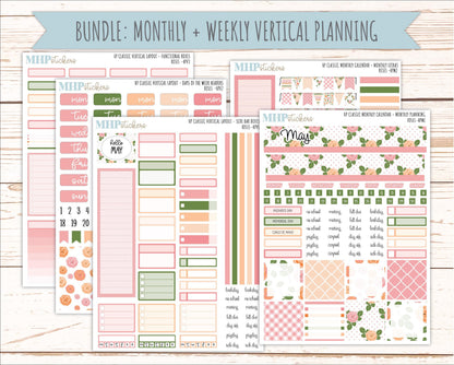 MAY Stickers for Happy Planner Classic Vertical Layout. 2026 Collection. "Roses" || HPV