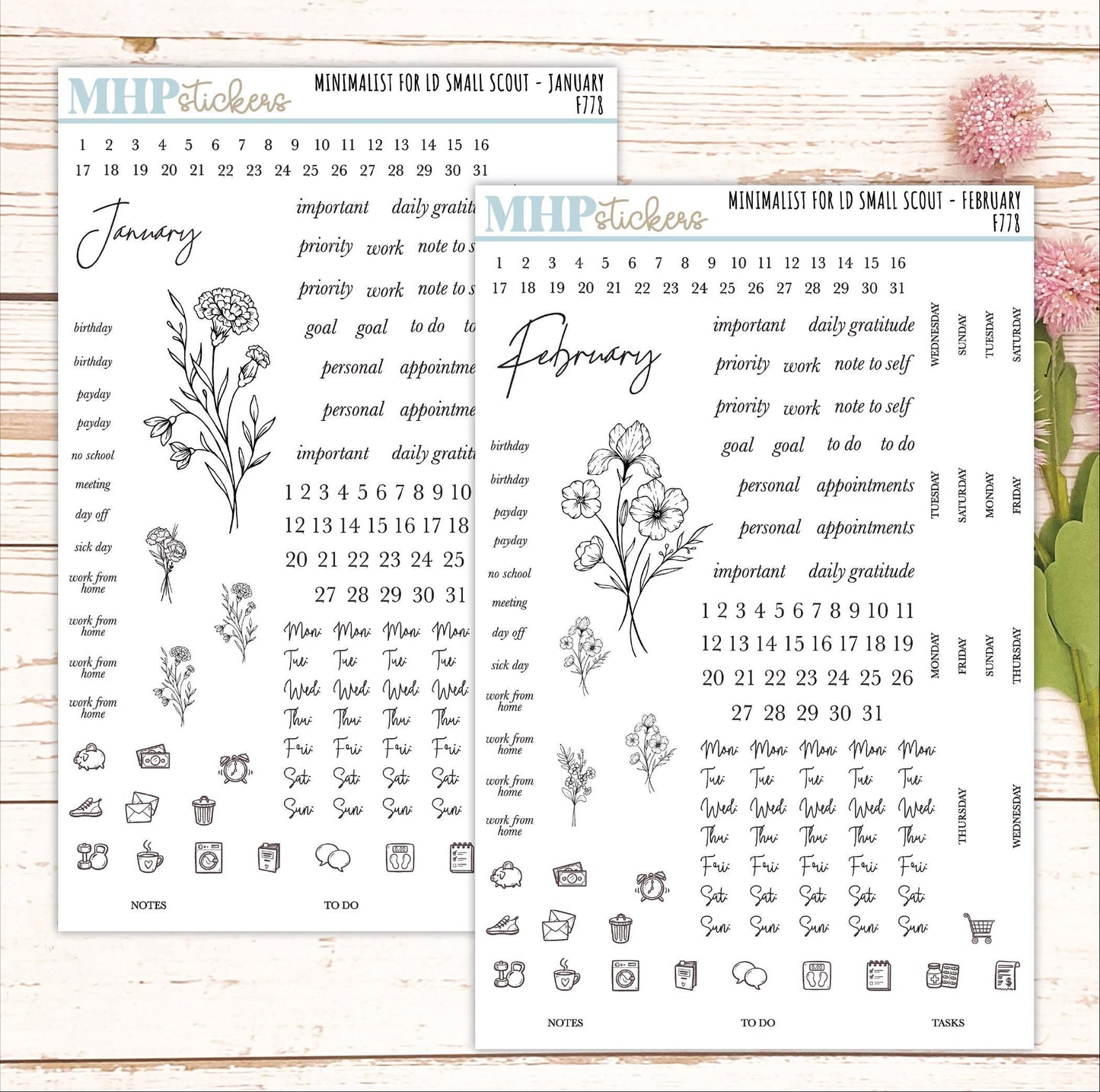 Minimalist Stickers for Laurel Denise Small Scout Planners. || F778