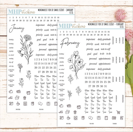 Minimalist Stickers for Laurel Denise Small Scout Planners. || F778