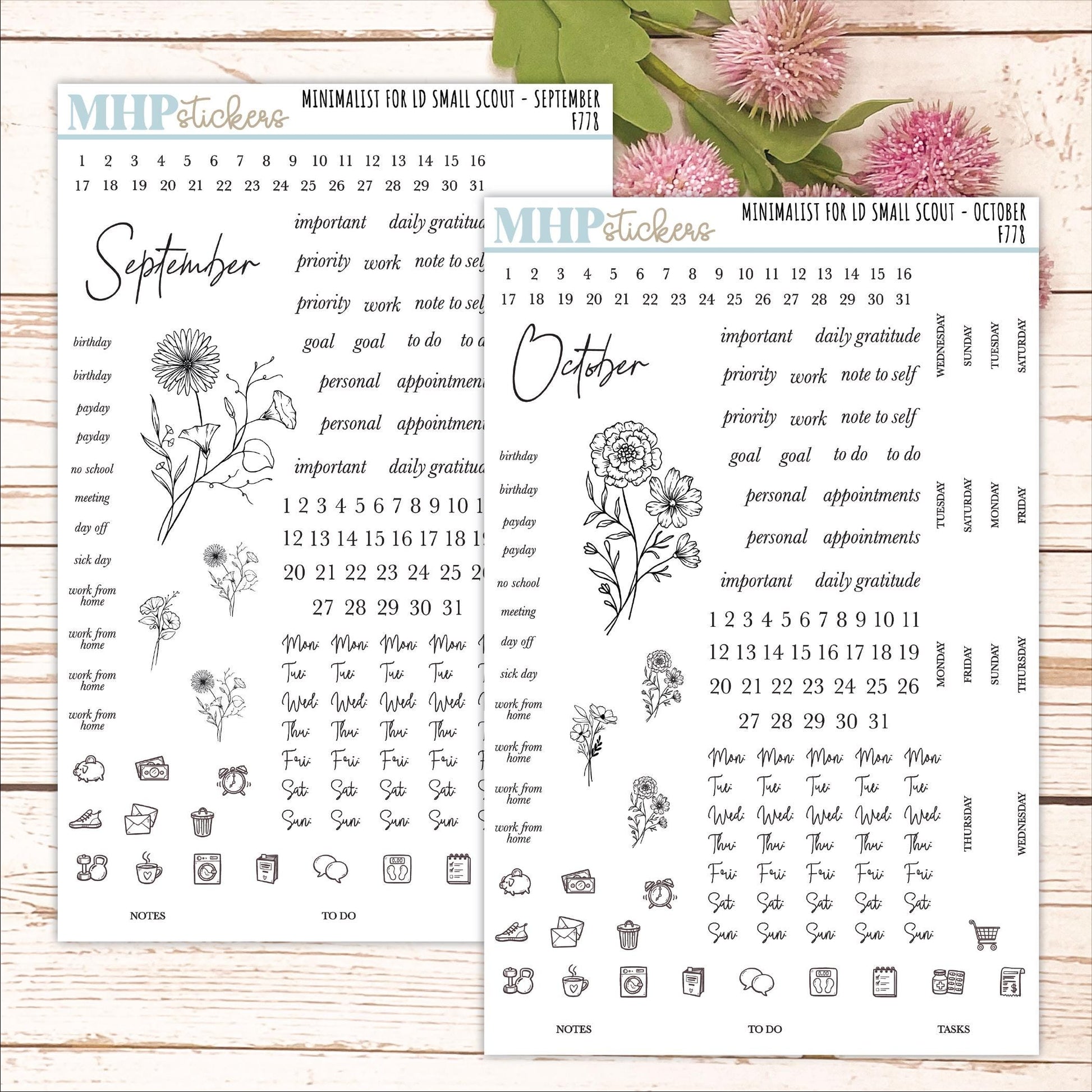 Minimalist Stickers for Laurel Denise Small Scout Planners. || F778