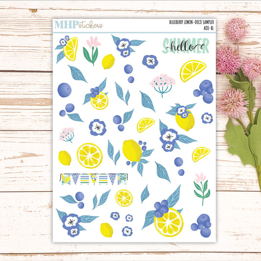 Decorative Planner Stickers "Blueberry Lemon" || AO8