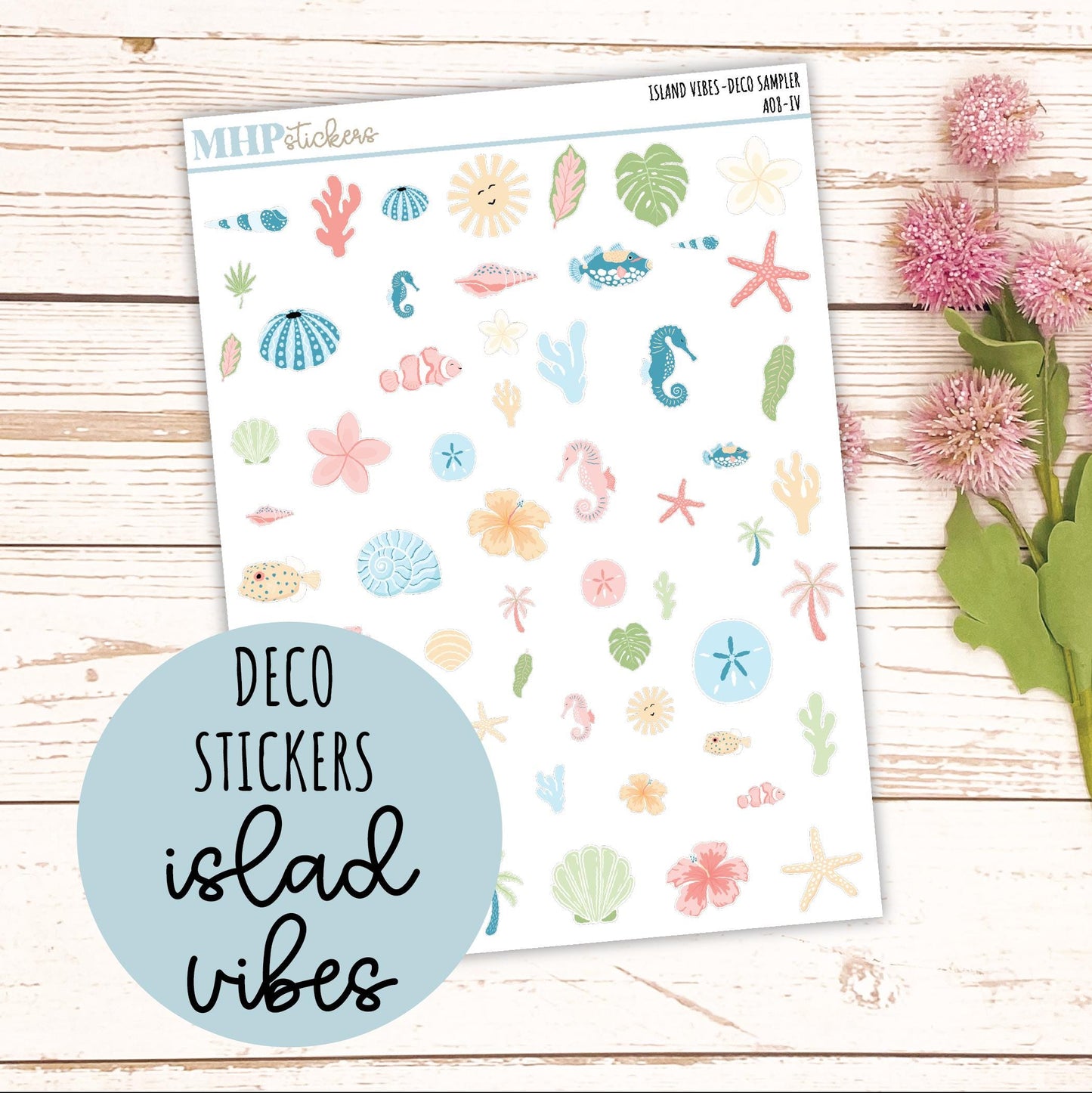 Decorative Planner Stickers "Island Vibes" || AO8