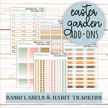 Basic Labels & Habit Trackers. ADD-Ons for Monthly Kits "Easter Garden" || AOBL