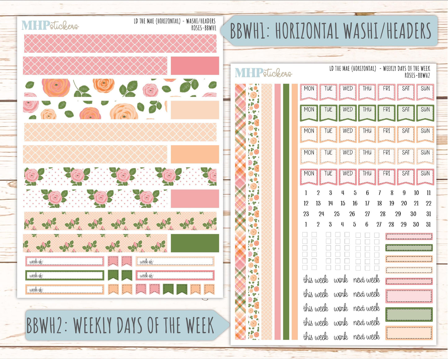 MAY 2026 Stickers for the Mae & Kristy Laurel Denise Planners "Roses" || BB